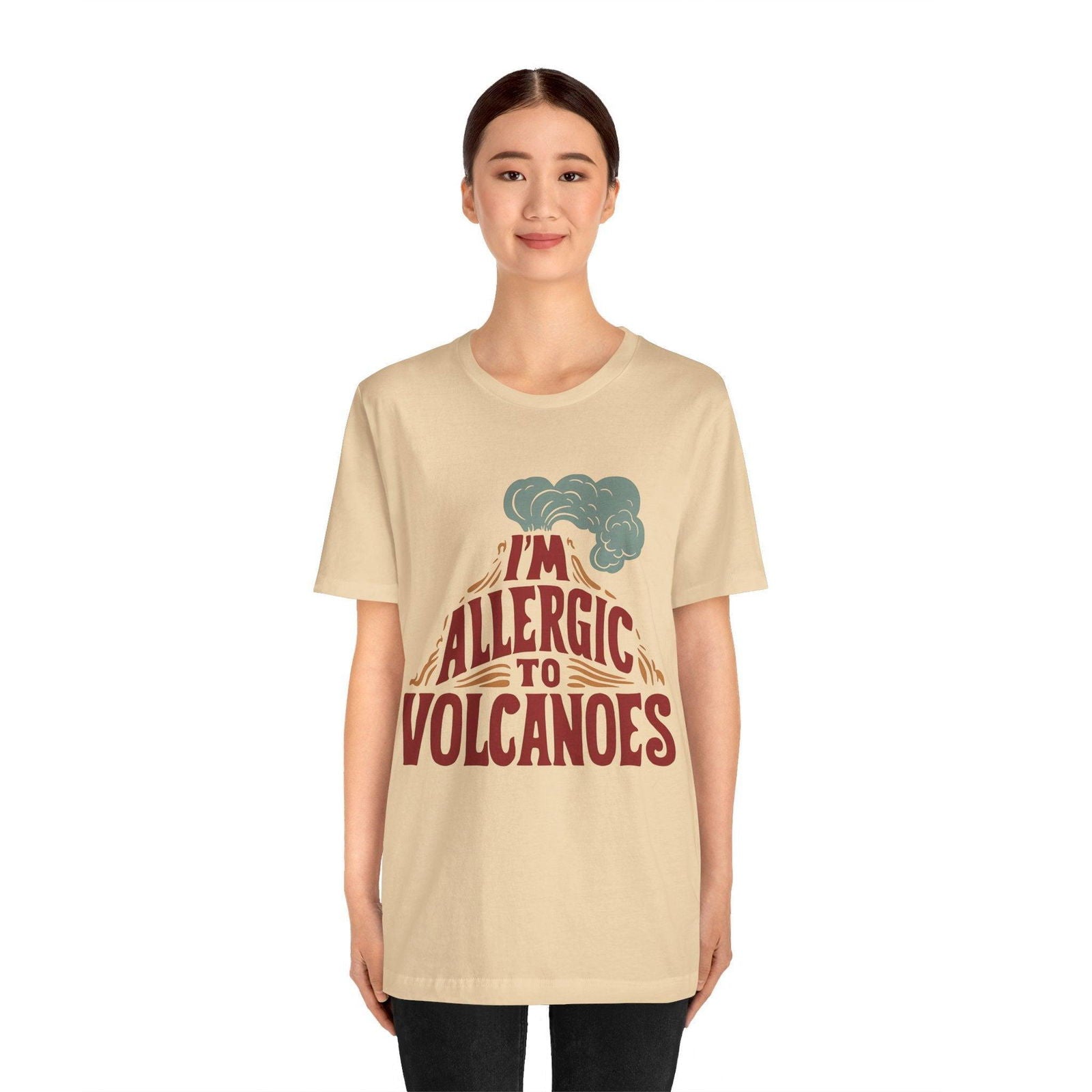 Funny Shirt - "Allergic to Volcanoes" Cool Graphic Tee - Text Tease