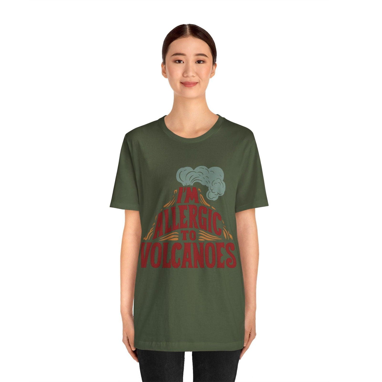 Funny Shirt - "Allergic to Volcanoes" Cool Graphic Tee - Text Tease