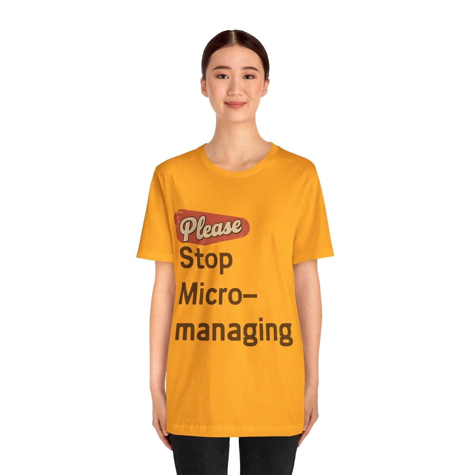 Funny Work T Shirt - "Please Stop Micromanaging" Office Humor Tee - Text Tease