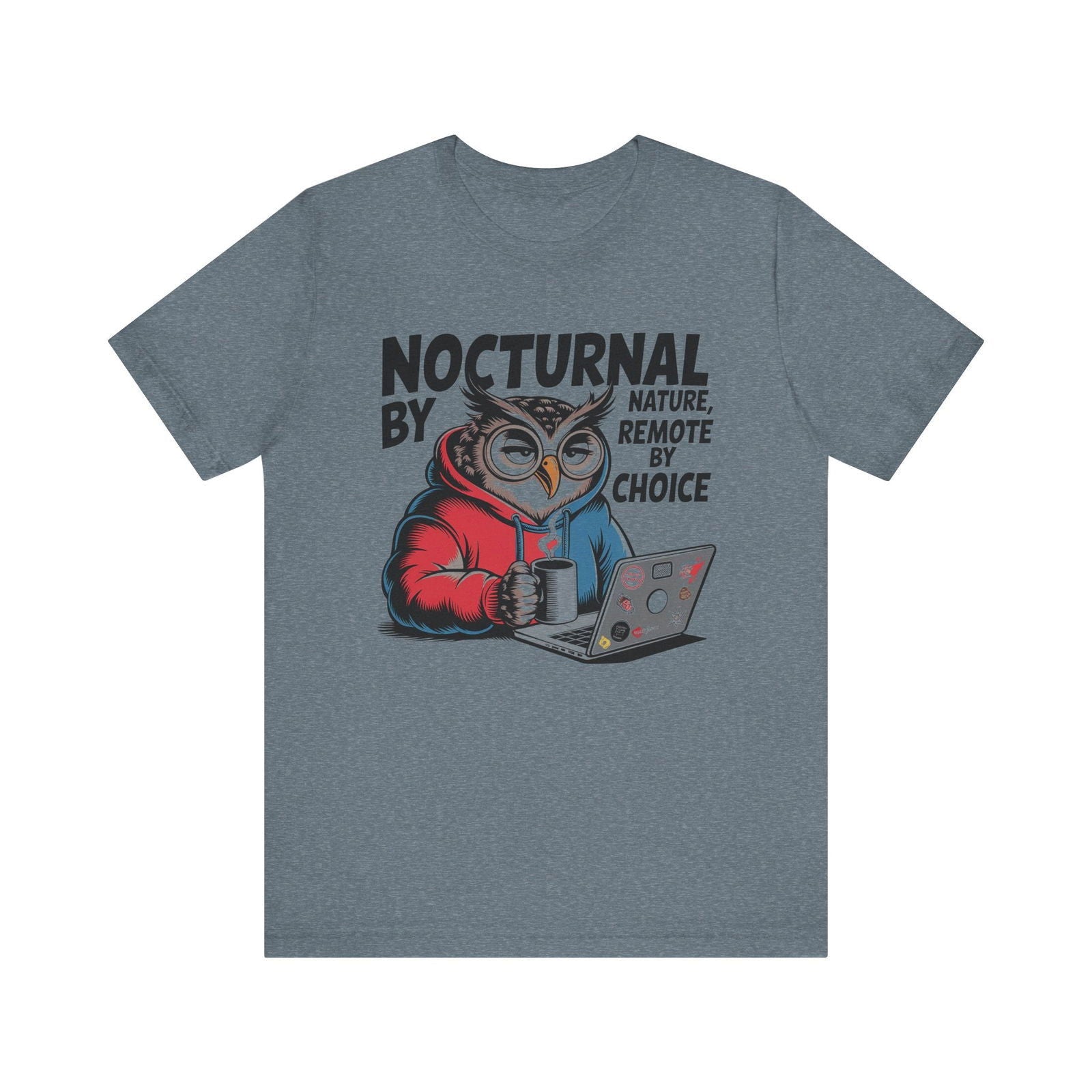 Nocturnal by Nature Remote by Choice owl graphic T-shirt mockup