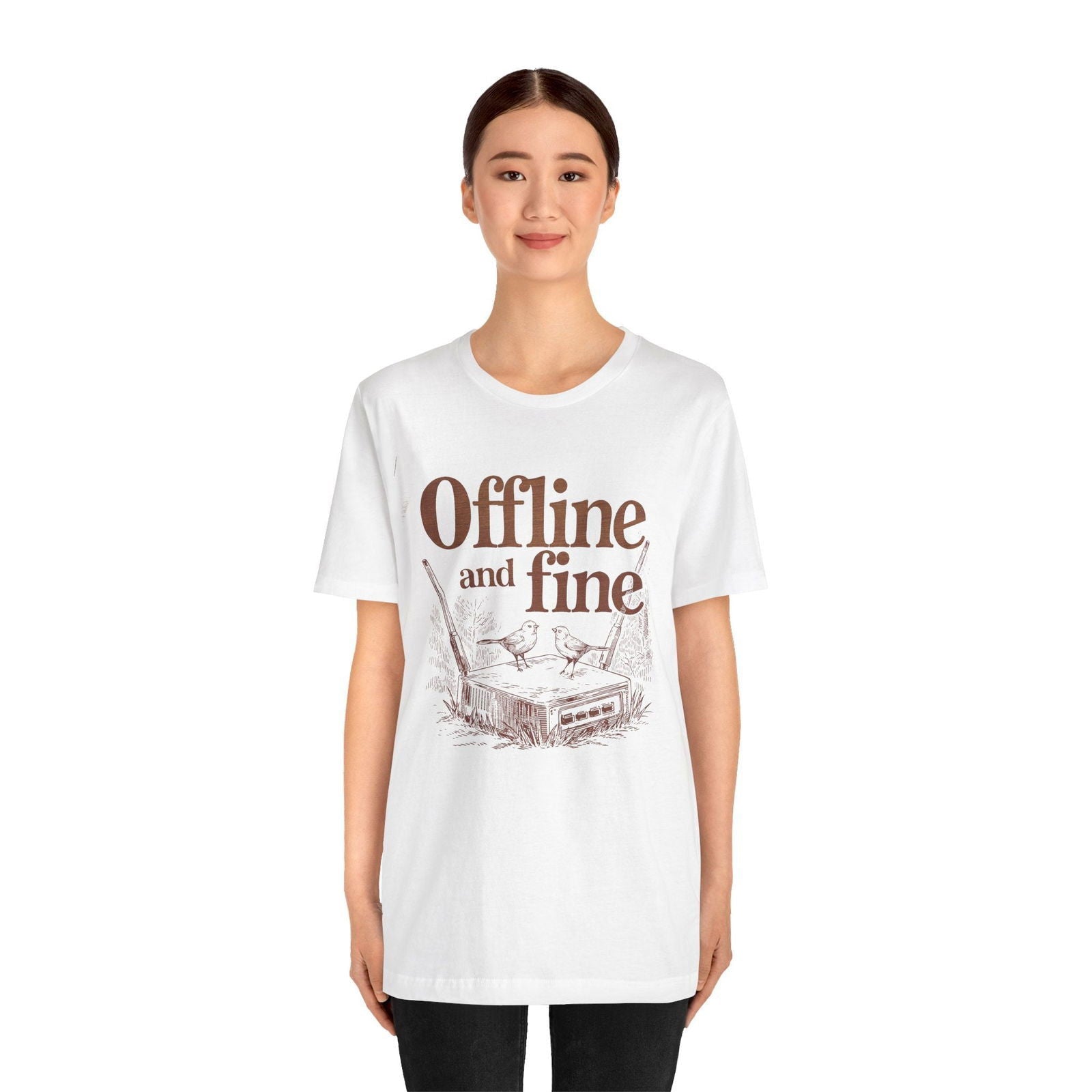 Digital detox vacation tee with subtle humor for FOMO-prone introverts