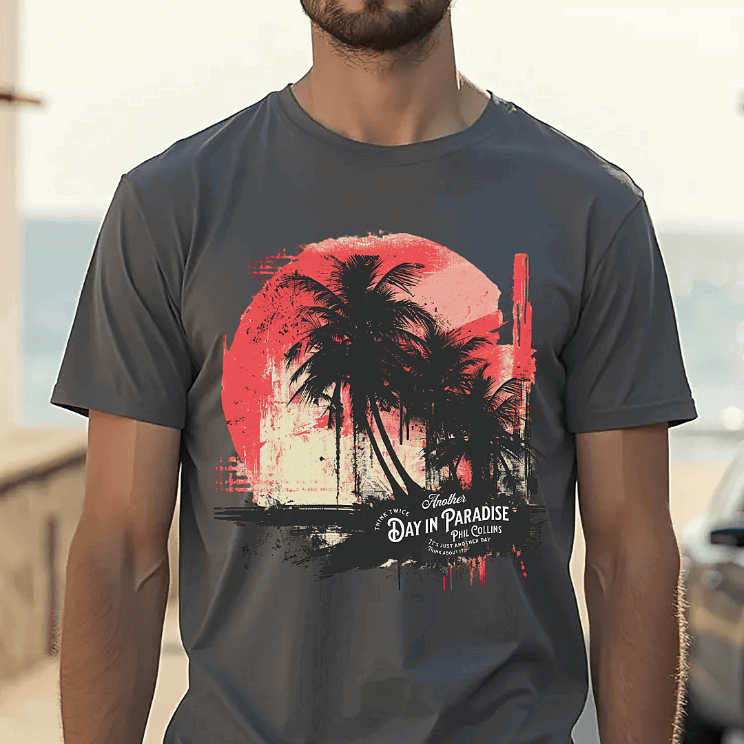 Phil Collins T Shirt - "Another Day in Paradise" Vintage Design - Text Tease