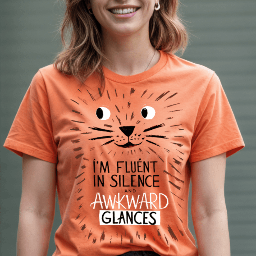 Funny Cat Shirt - Fluent in Silence t shirt - Text Tease