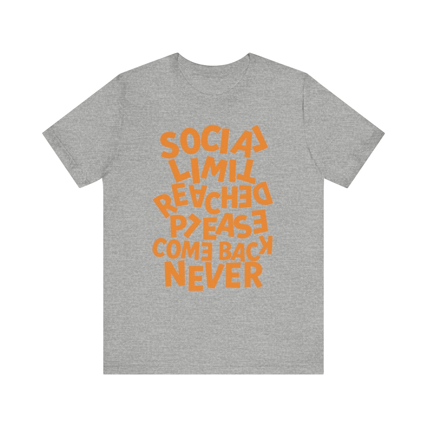 Orange typography detail on the Social Battery Drained introvert tee