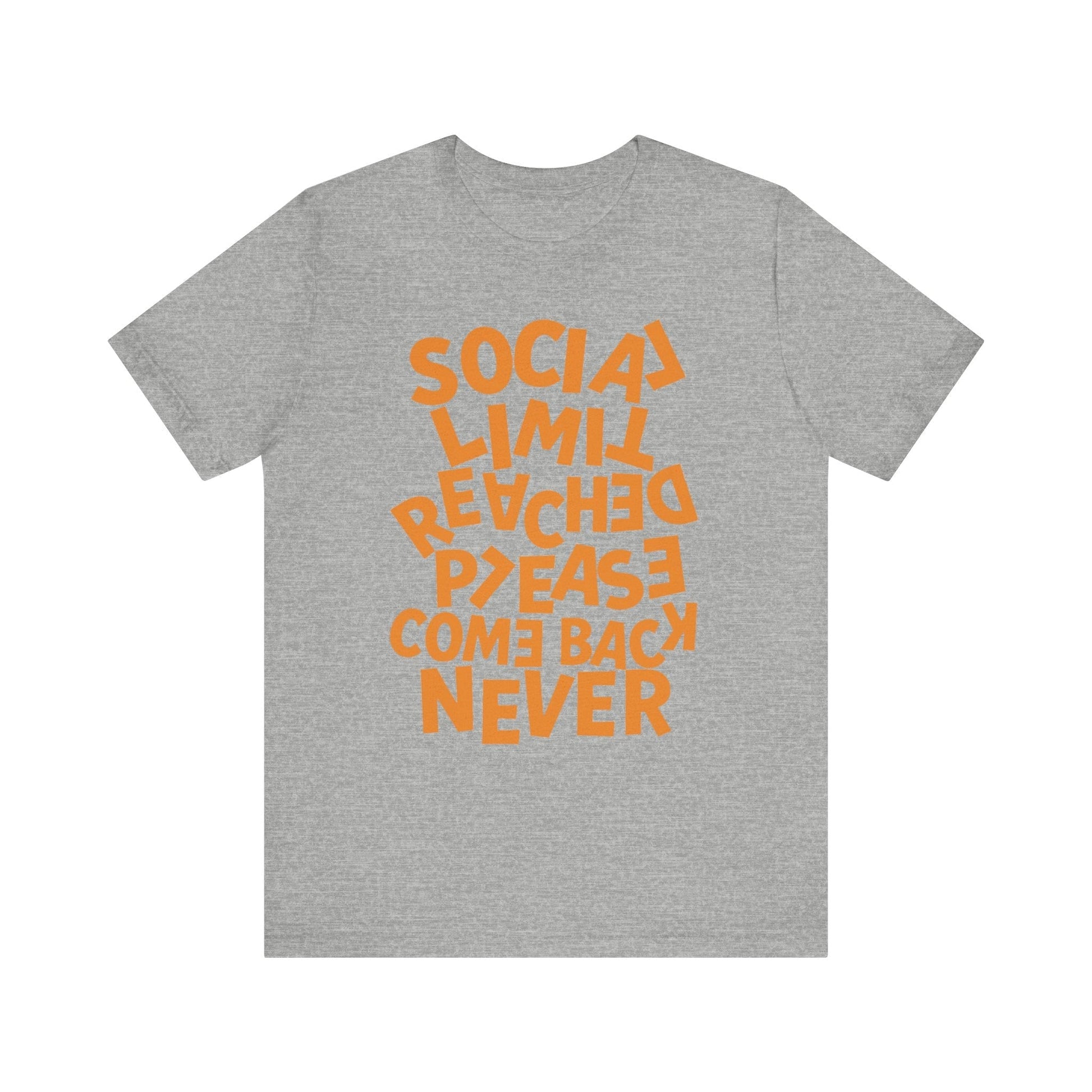 Orange typography detail on the Social Battery Drained introvert tee